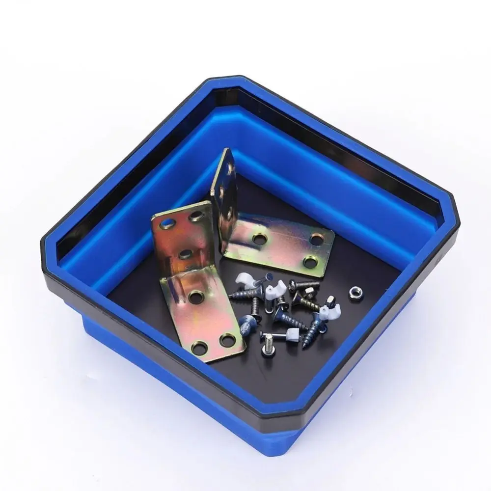Collapsible Magnetic Parts Tray Foldable Raised Walls Tool Organizer Multicolor Stain-Resistant Storage Plate Household Tasks