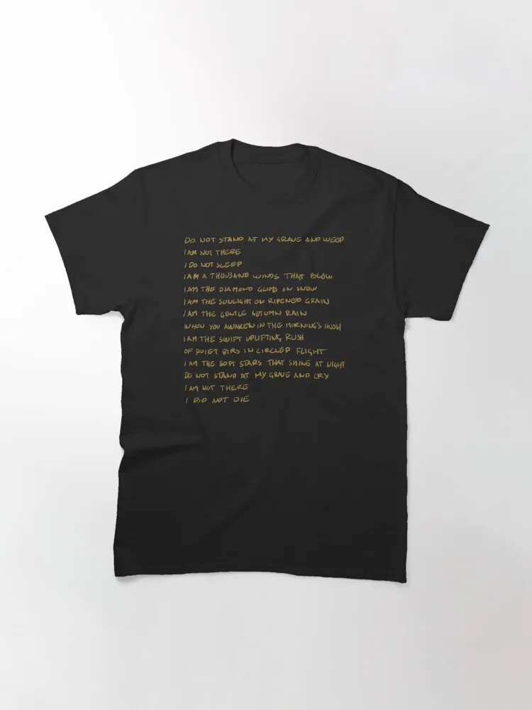 Handwritten Poem Classic T-Shirt Tees Hot Sale Outdoor Cotton Printing Top Casual Hip Hop