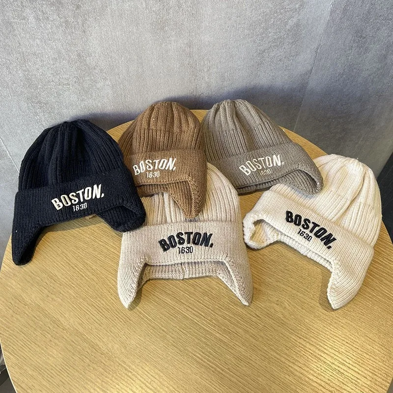 

Solid Color Baby Knitted Hat Cute Cartoon Ear Protection Beanies Cap for Toddler Girl Boy Autumn Winter Warm Kids Bonnet Hats