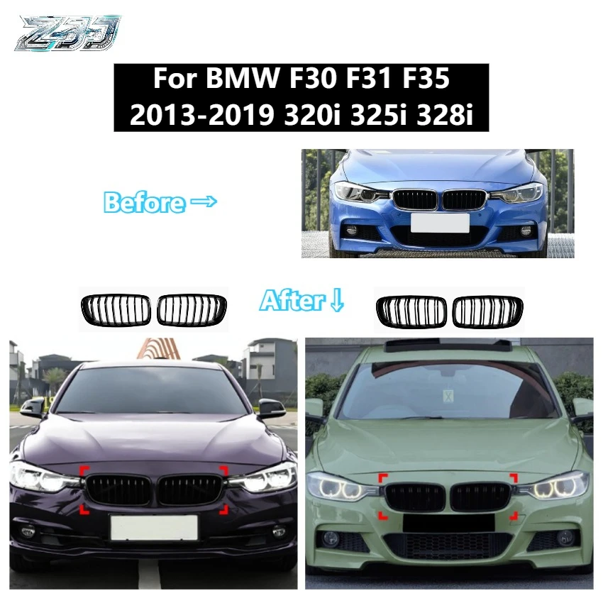 

ZHENJIJING M3 Style Grille For BMW 3 Series F30 F31 F35 2012-2018 Front Bumper Kidney Grill ABS Racing Grilles Car Styling