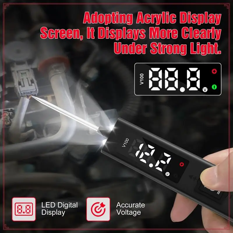 

Интеллектуальный анализ цепей и диагностический прибор, диагностика аккумулятора с экраном, тестер автомобильных цепей V100, тестер зонда