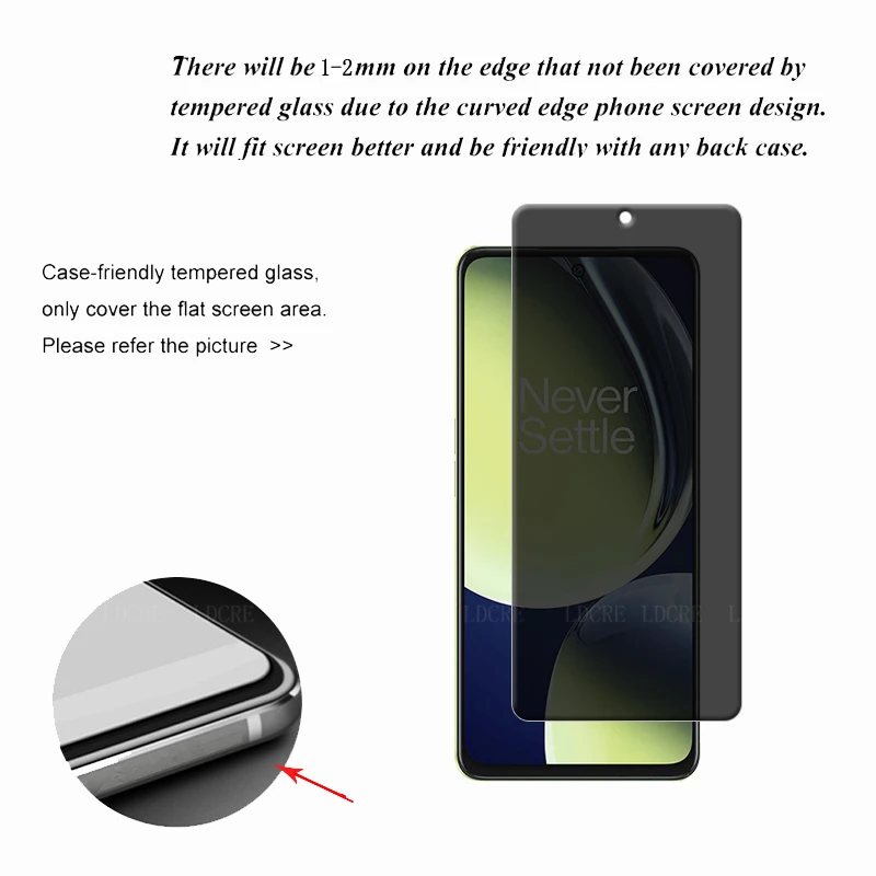 4Pcs For Oneplus Nord CE 3 Lite Glass Oneplus Nord CE 3 Lite Screen Protector 9H Anti-Spy Privacy Glass Oneplus Nord CE 3 Lite