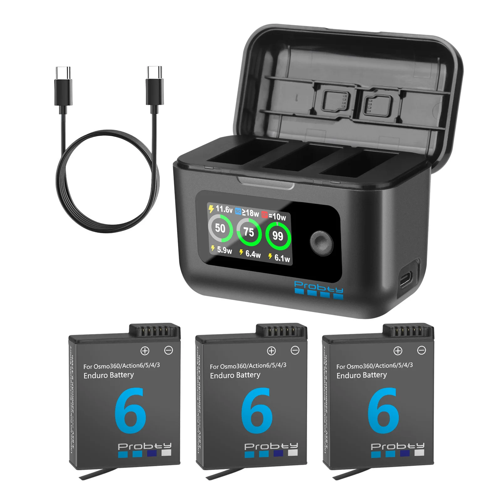 For DJI Osmo Action Extreme Battery Plus 2200 MAh for Osmo 360, Osmo Action 6/5 Pro/4/3 or 3-Channel Charger Box Accessories