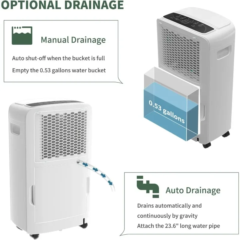 Shinco 40 Pints Dehumidifier for Home and Basements,2000Sq.Ft Dehumidifiers with Drain Hose,Intelligent Humidity Control,24HR