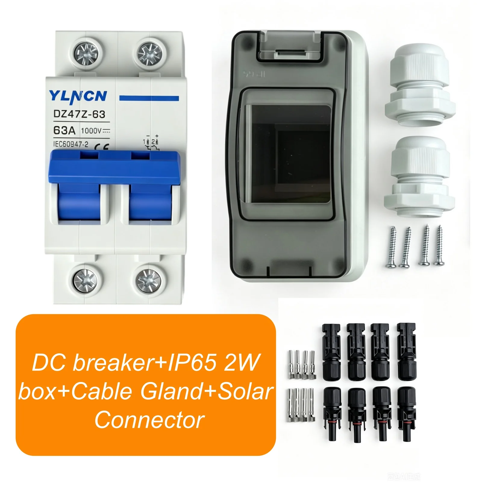 DC Mini Circuit Breaker 2P 1000VDC 25A 32A 63A With IP65 2WAY BOX For Solar Panel Inverter DC MCB Solar Switch Thermal Breaker