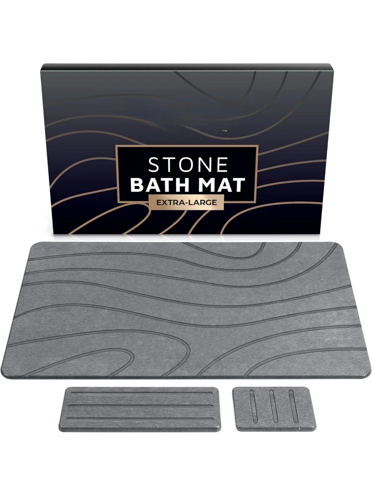 Premium Stone Bath Mat - Luxurious Quick Drying Diatomite Bathstone for Bathroom Floor - Modern Super Absorbent Diatomaceous