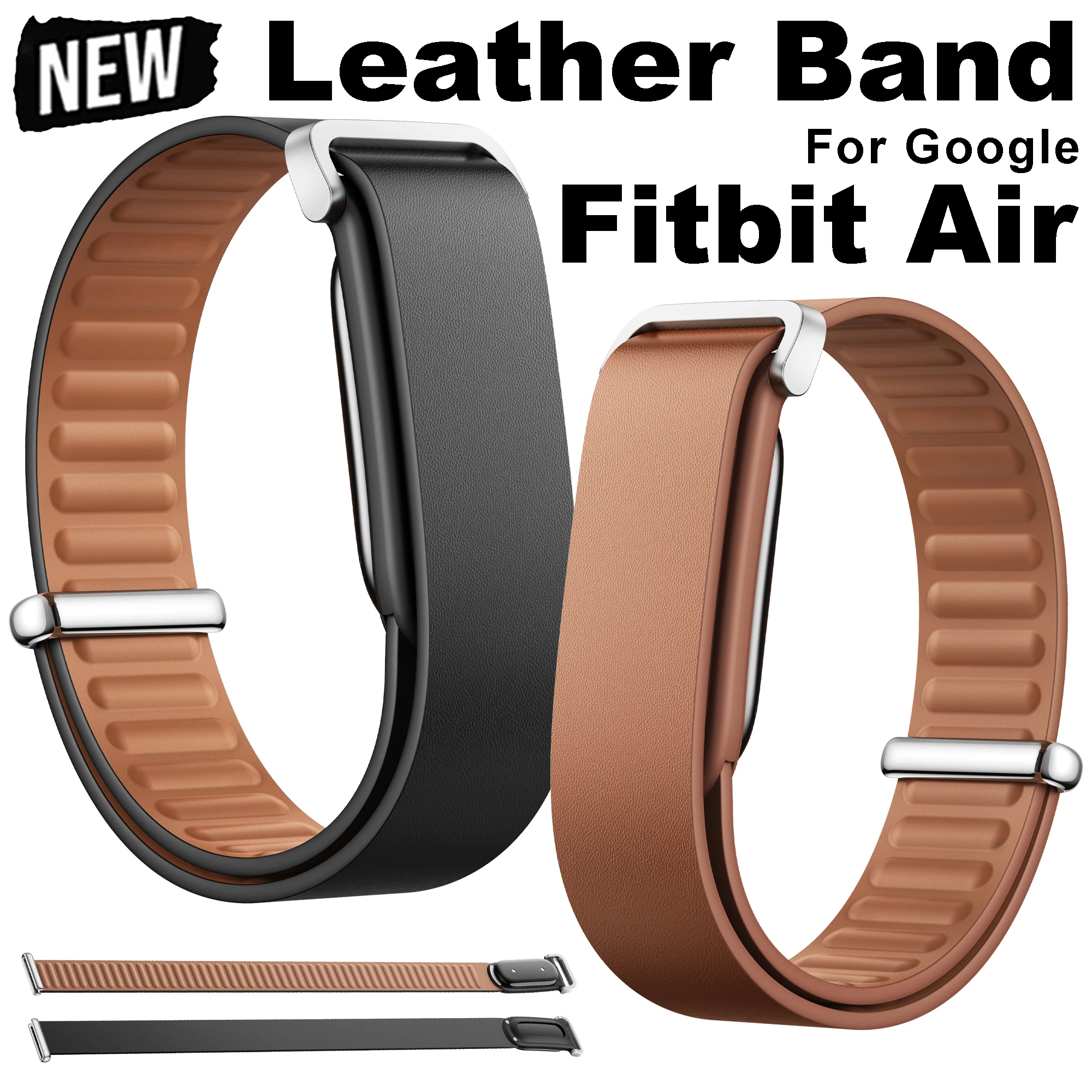 Image of Leder-Uhrenarmband für Fitbit Air, Ersatz-Business-Armband, Weiches Armband mit Verstellbarem Verschluss für Männer und Frauen