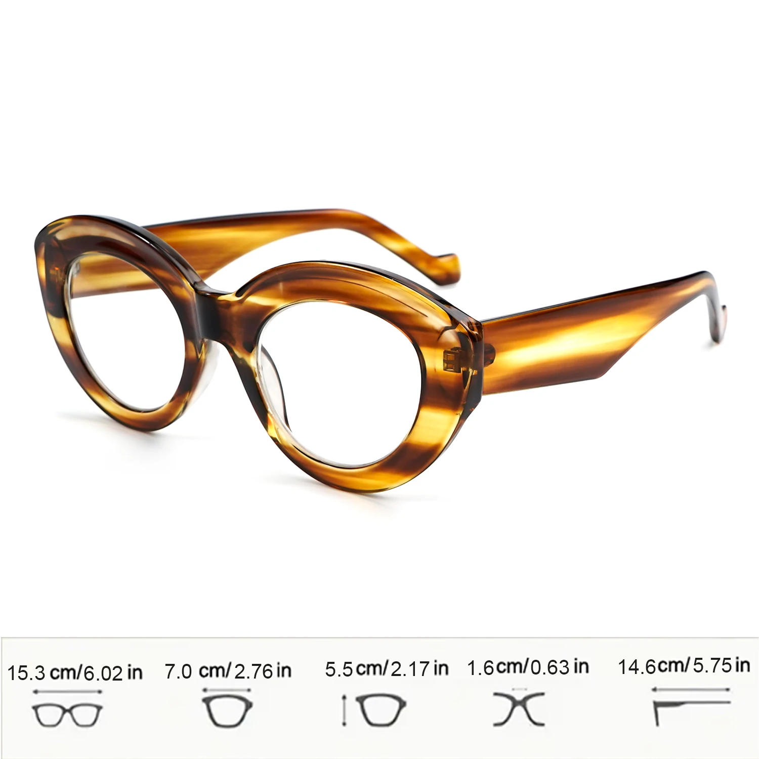 Bequeme Federscharnier-Lesebrille für Männer und Frauen, Retro-Cat-Eye-Lesebrille, ovale, klare, transparente alte Blumenbrille – Detail 4
