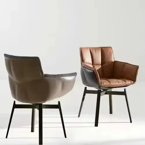 

-Modern Stylish Husk Design Swivel Lounge Chair Soft Velvet Fabric with Carbon Steel Base for Dining for Living Room
