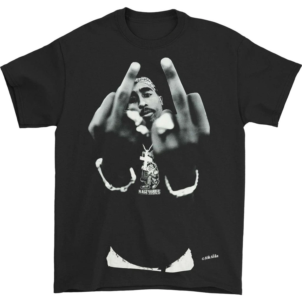 

Футболка Tupac со средними пальцами, периферийный узор с принтом, летние роскошные брендовые мужские и женские футболки из чистого хлопка с короткими рукавами