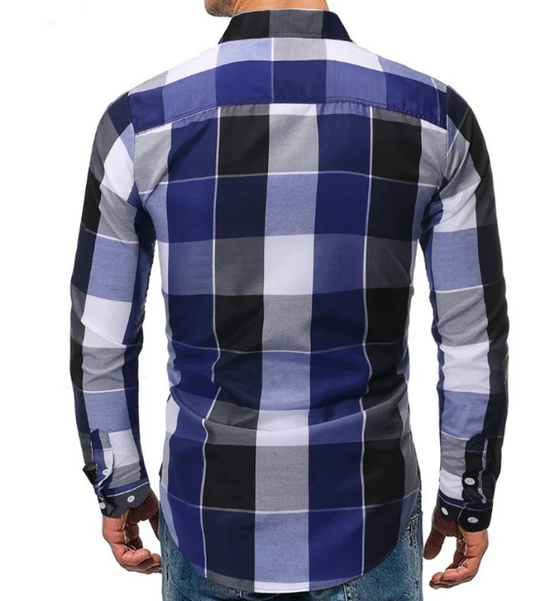 2023 Foreign Trade Men\'s Long sleeved Checkered Shirt Seasonal Casual Top