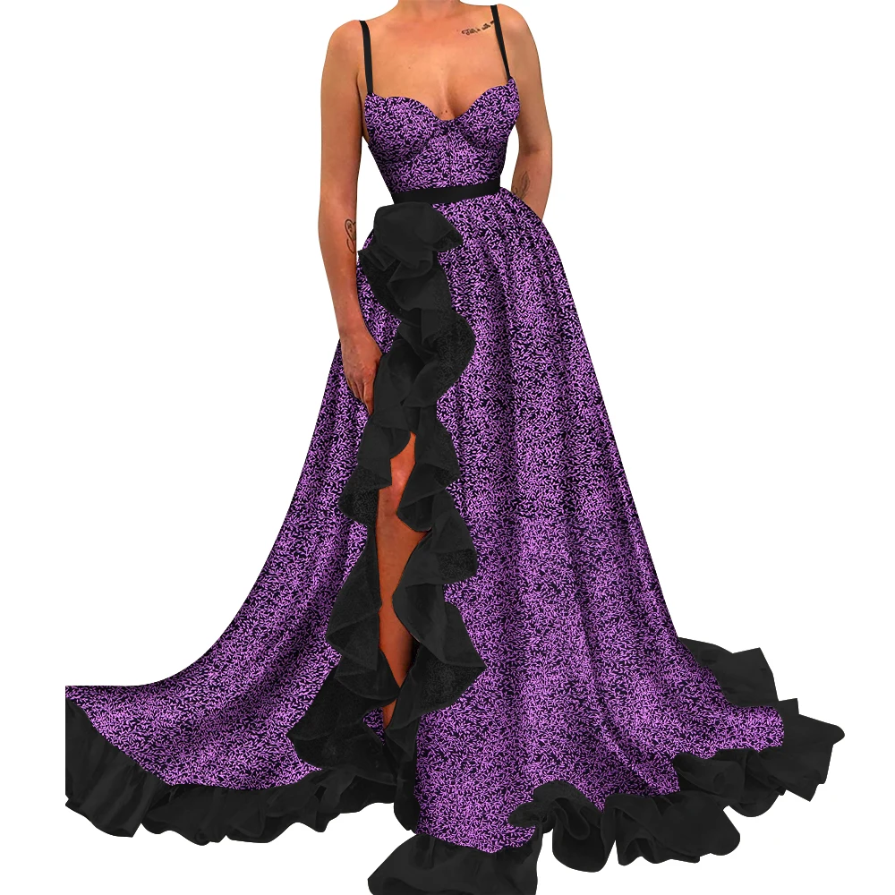 

ORIENTAR женские платья с бретелькой на шее и длинное платье с высоким разрезом Dashiki наряд для вечеринки сексуальная элегантная женская африканская одежда WY9194