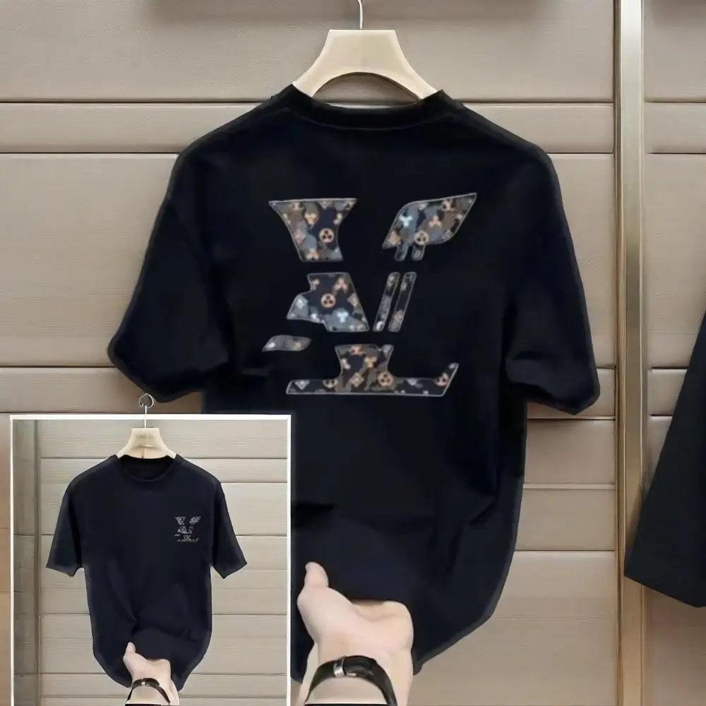 

2025 Summer Y2k Luxury Brand T-shirt Pure Cotton Flat Printing Round Neck Short-sleeved Men's and Women's Top T-shirt