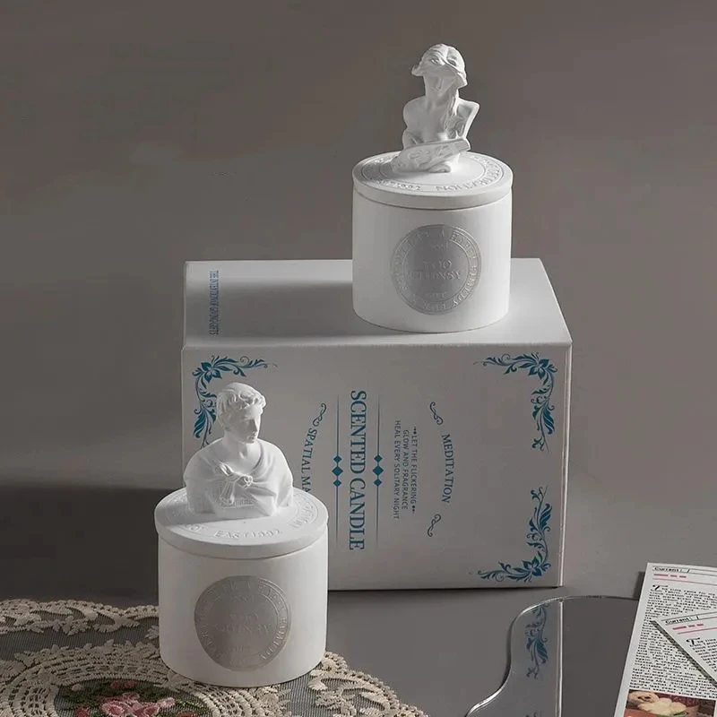 Statua Candela profumata Gesso Pietra Scultura Tazza Gesso Aroma Sirene Sculpt Vacanza Apollo Decorazioni della mitologia greca antica