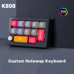 K808 Mini Keyboard 13 Key Macro Programmable Fully Hot Swappable Mechanical Switch 7 Color RGB Light Gaming Mechanical Keyboard