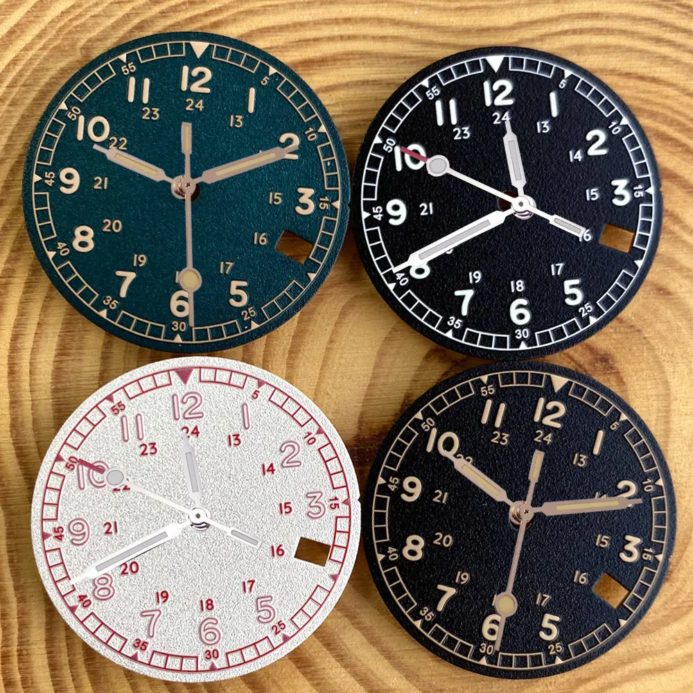 Nologo 29mm Field Watch Dial Face Nologo Plate for NH35 NH36 3.8/3 Clock Watch Mod Case Numbers Markers Vintage Rose Gold Hand