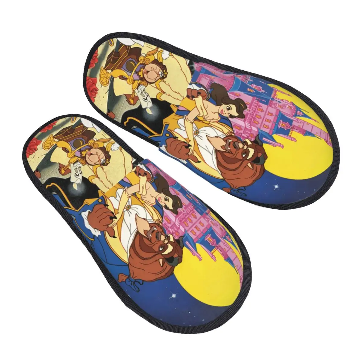 

Custom Beauty And The Beast Comfort Scuff With Memory Foam Slippers Women Cartoon Hotel House Shoes