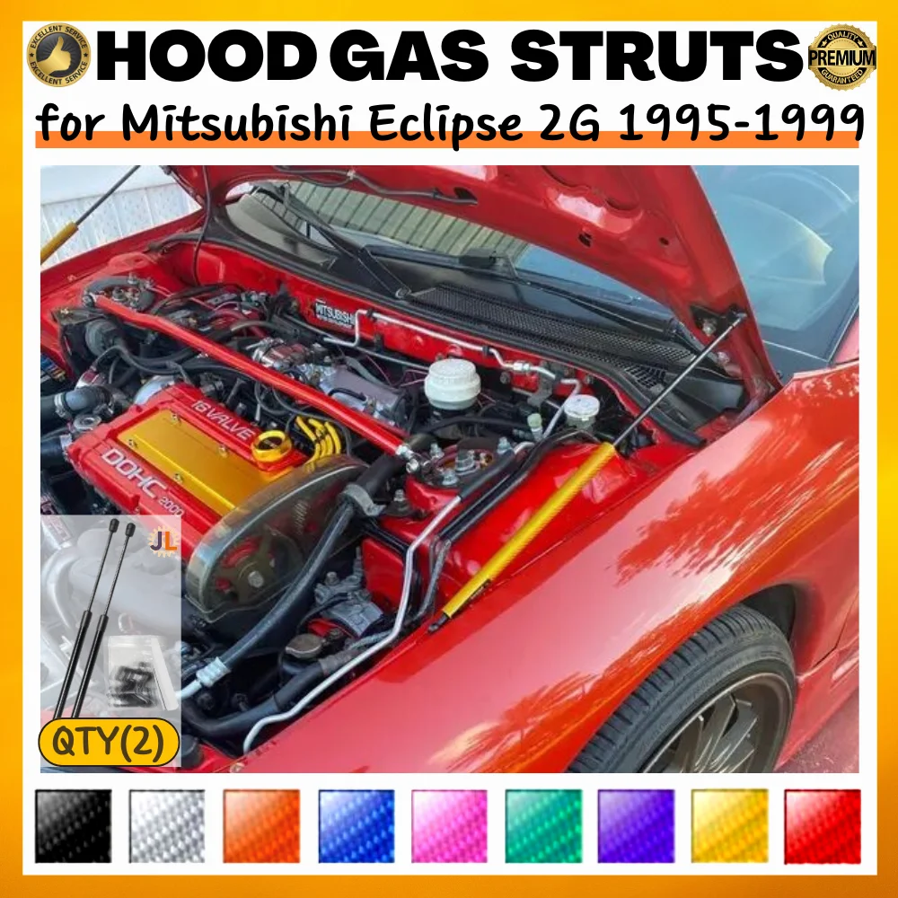 

Qty(2) Hood Struts for Mitsubishi Eclipse 2G 1995-1999 Front Bonnet Modify Gas Springs Shock Absorber Lift Supports Dampers