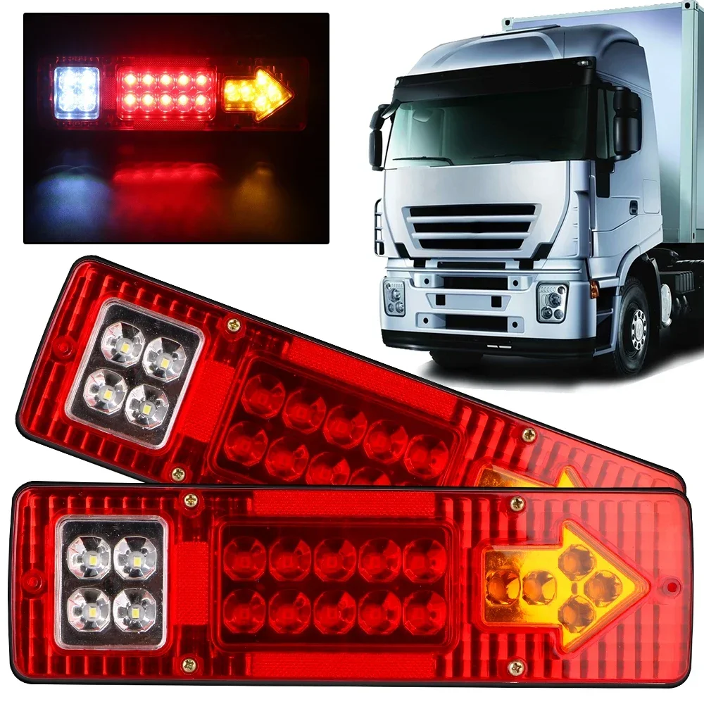 자동차 라이트 어셈블리 후진등 방향지시등 정지등 19LED 테일 라이트 12V 24V 트레일러 트럭 보트용