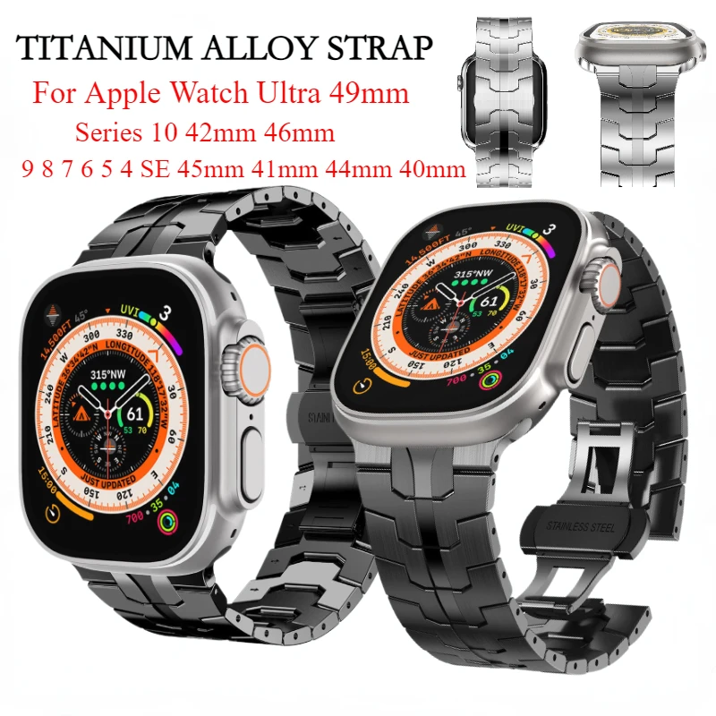

Titanium Strap for Apple Watch Ultra 2 1 49mm 9 8 7 6 5 4 3 SE 45mm 41mm 44mm 40mm Bracelet Series 10 42mm 46mm Watchband Correa