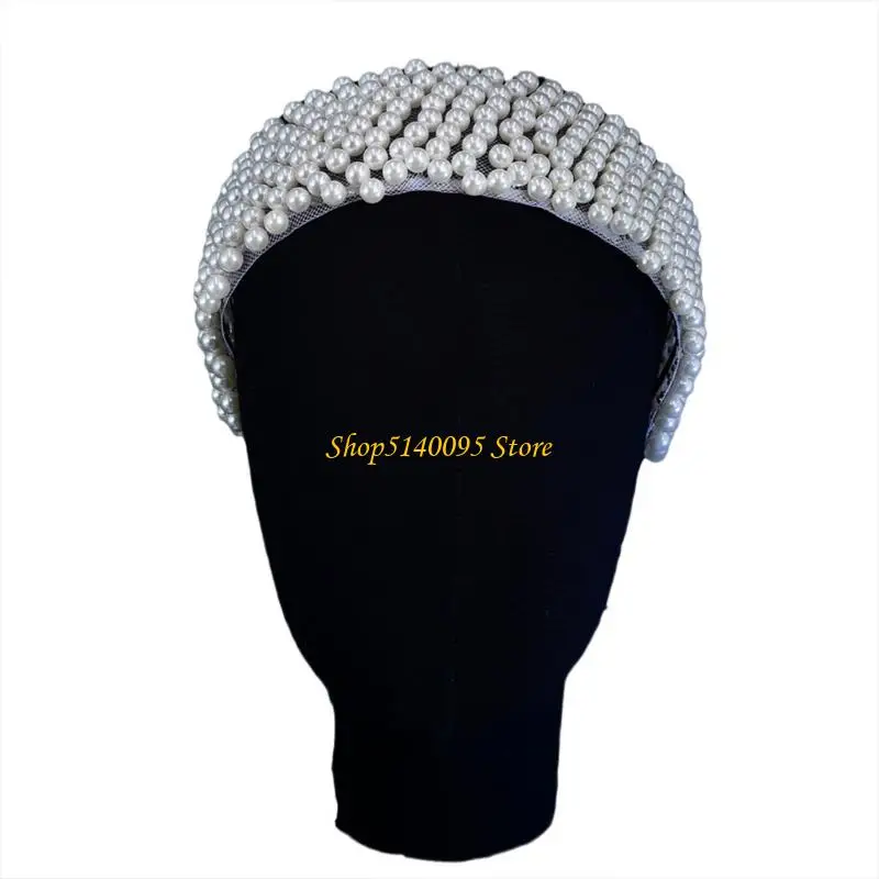 DXAE Feito artesanal Rhinestones Hair Hoop Pearls Bandeira cabelo Filos cabelo confortável para meninas Casamento e festa