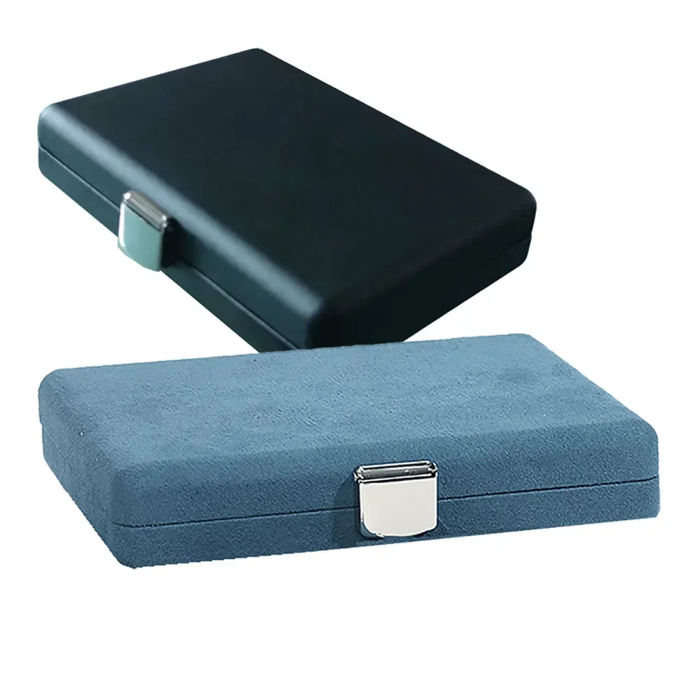 Blue Microfiber Diamond Storage Box Black PU Gemstone Organizer Exhibition Case Zircon Showcase Gems Stone Packaging Carring Box