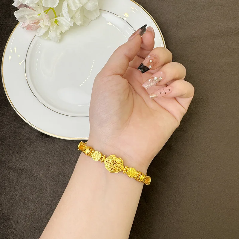 Fashion Vietnam Alluvial Gold National Style Ancient France Bracelet Female Small Group Versatile Imitation Gold Fine Jewelry