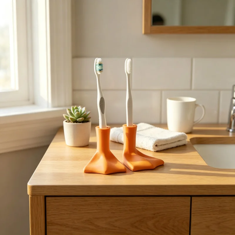 A Pair Of Duck Foot Manual Toothbrush Holders, Creative Duck Claw Shaped Universal Toothbrush Rack, Bathroom Countertop Storage