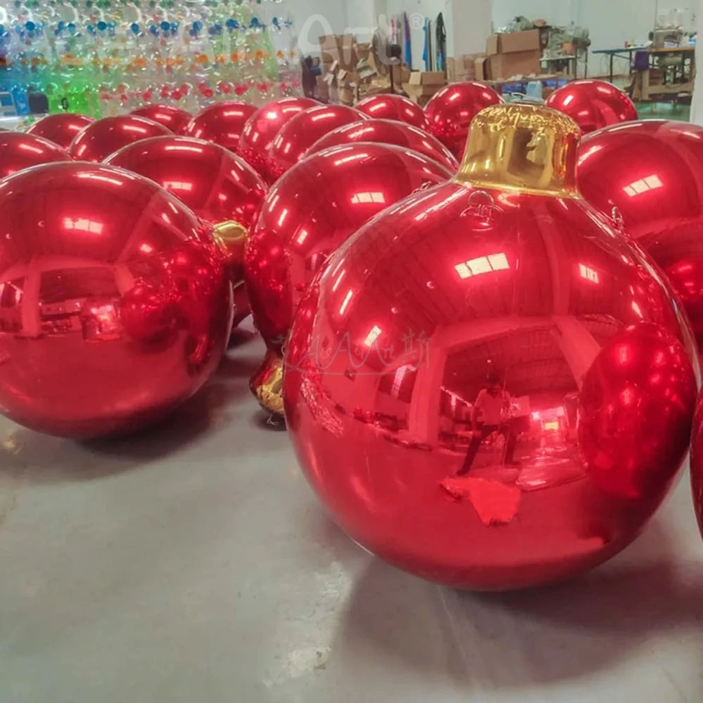 Bola de espelho inflável de natal gigante pendurado ornamentos de natal infláveis bola esferas gigantes para decoração de festa