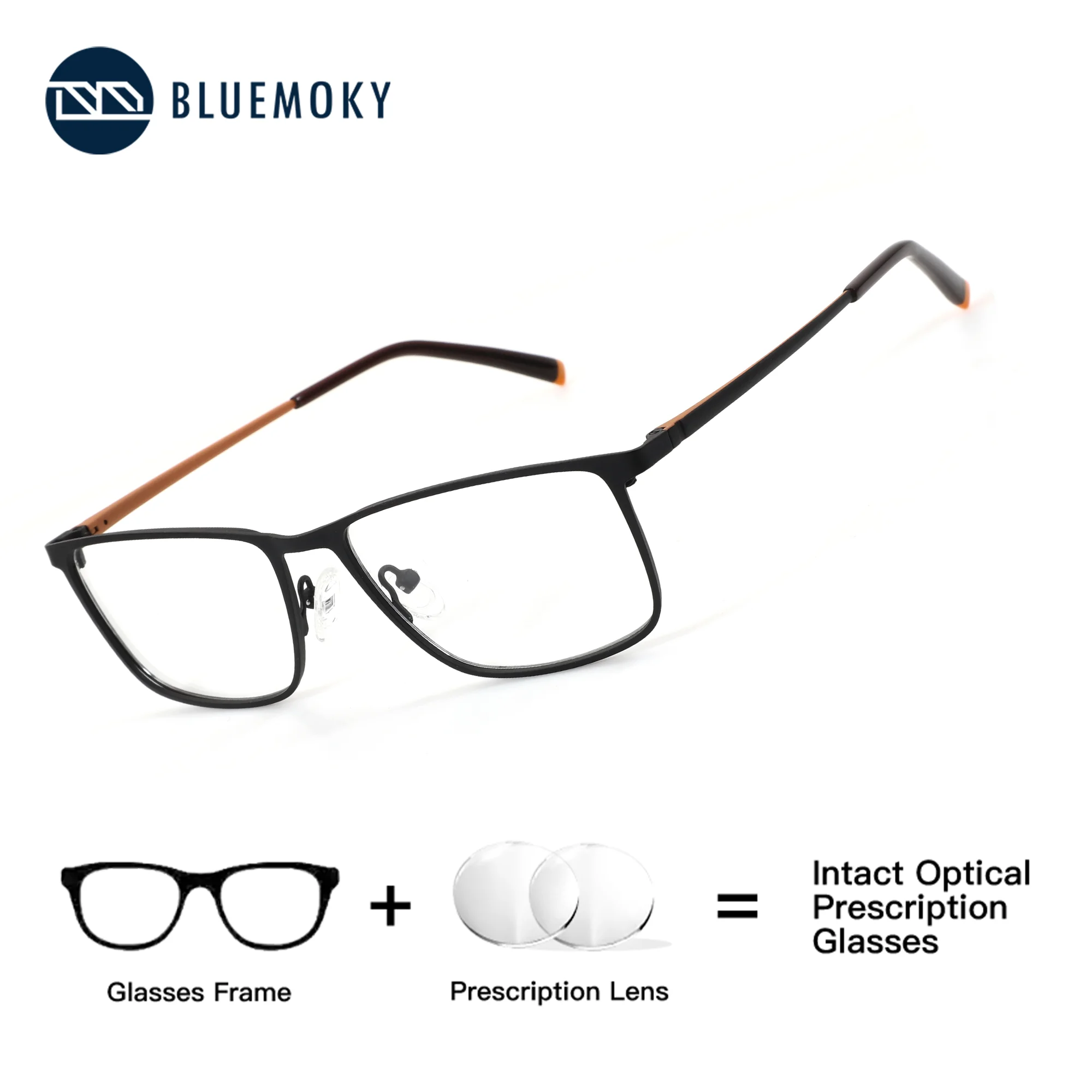 

BLUEMOKY (S Size) Fashionable Metal Men Prescription Glasses Progressive Myopia Photochromic Anti Blue Light Discoloration