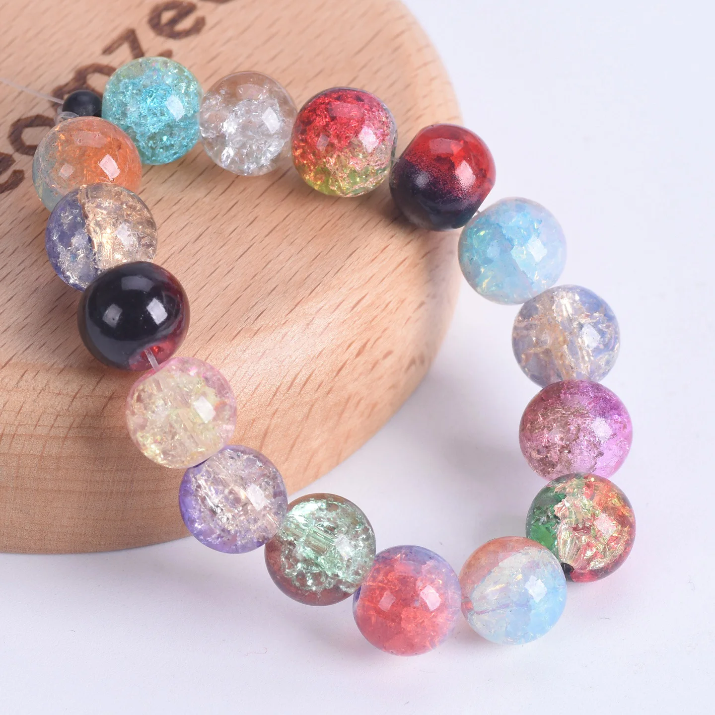 20 قطعة 10 مللي متر قوس قزح مستديرة ملونة فرقعة الكريستال والزجاج فضفاض الخرز لصنع المجوهرات سوار ذاتي الصنع النتائج