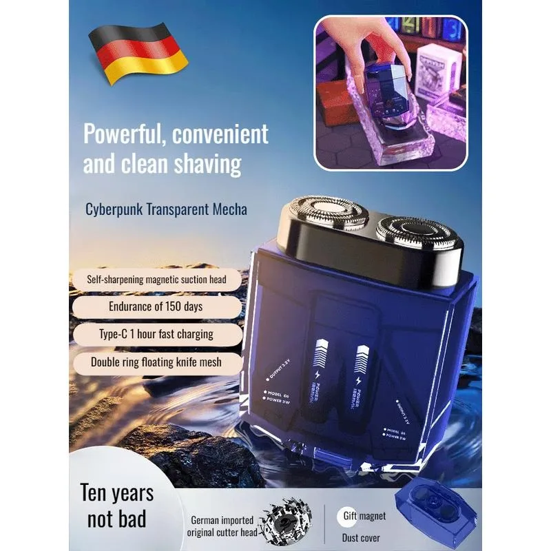

Портативная прозрачная бритва с двойным двигателем Mecha, маленькая электрическая бритва, набор Outdoorfun, бритва, двойная бритва для мужчин