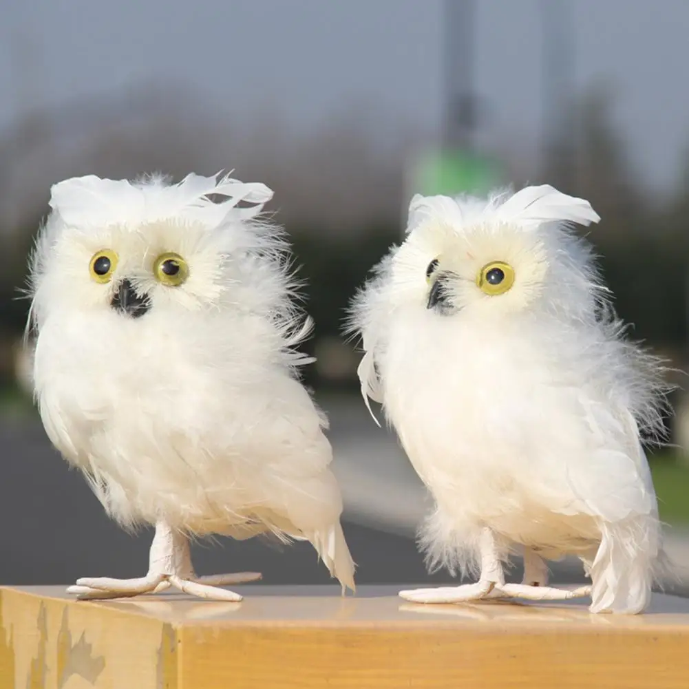 Cute Owl Statue Polystyrene Artificial Owl Sculpture DIY Craft Ornament Animal Garden Statue Landscape Decoration Christmas Gift