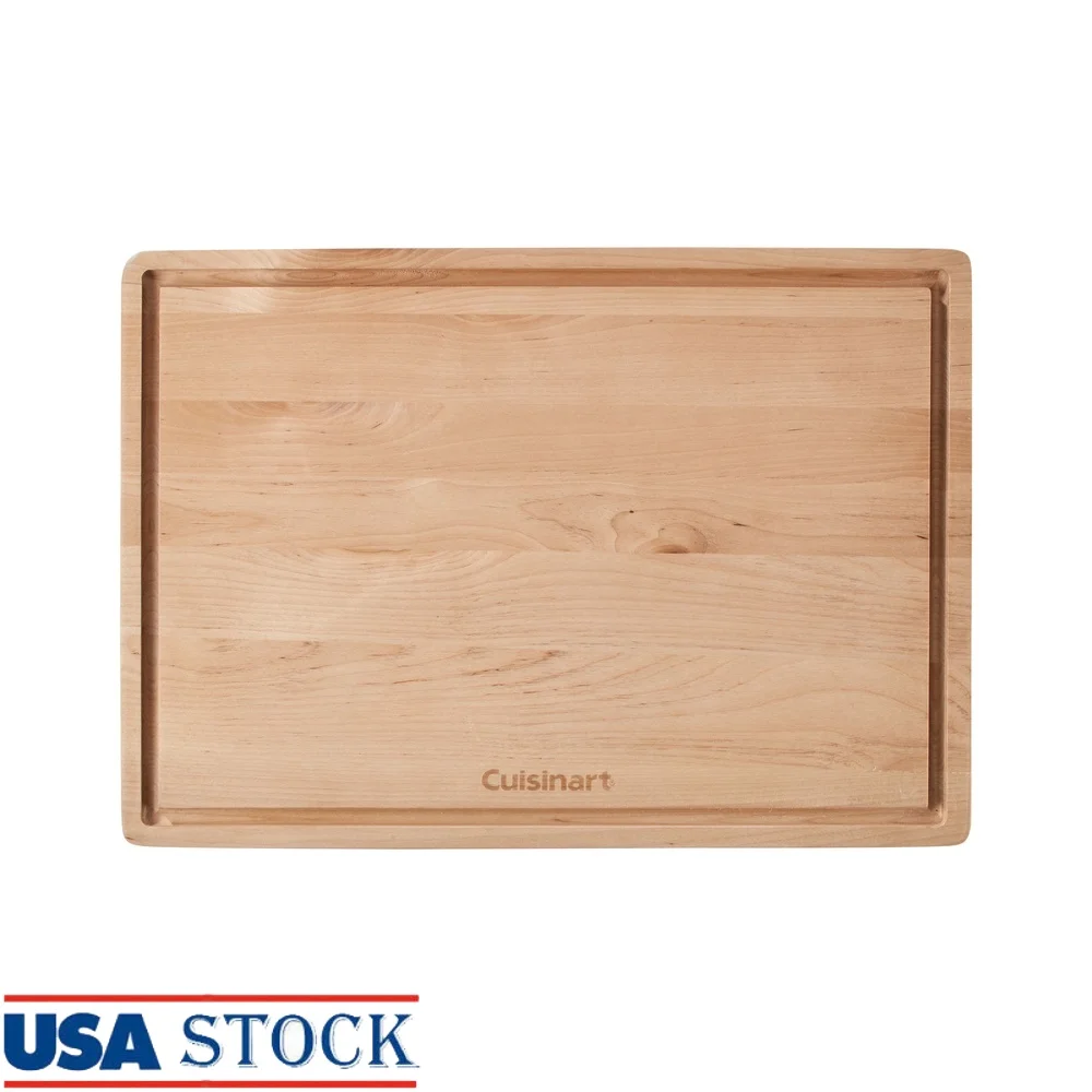 

17 Inch Reversible Maple Wood Cutting Board with Juice Well Ideal Carving Slicing Dicing and Serving Durable Kitchen Accessory