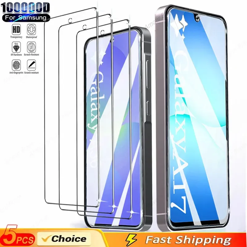

5Pcs Screen protector Glass For Samsung Galaxy A17 A56 A55 5G A36 A32 A15 A35 A25 A34 A53 A13 A52 A33 A54 A26 A16 Tempered Glass