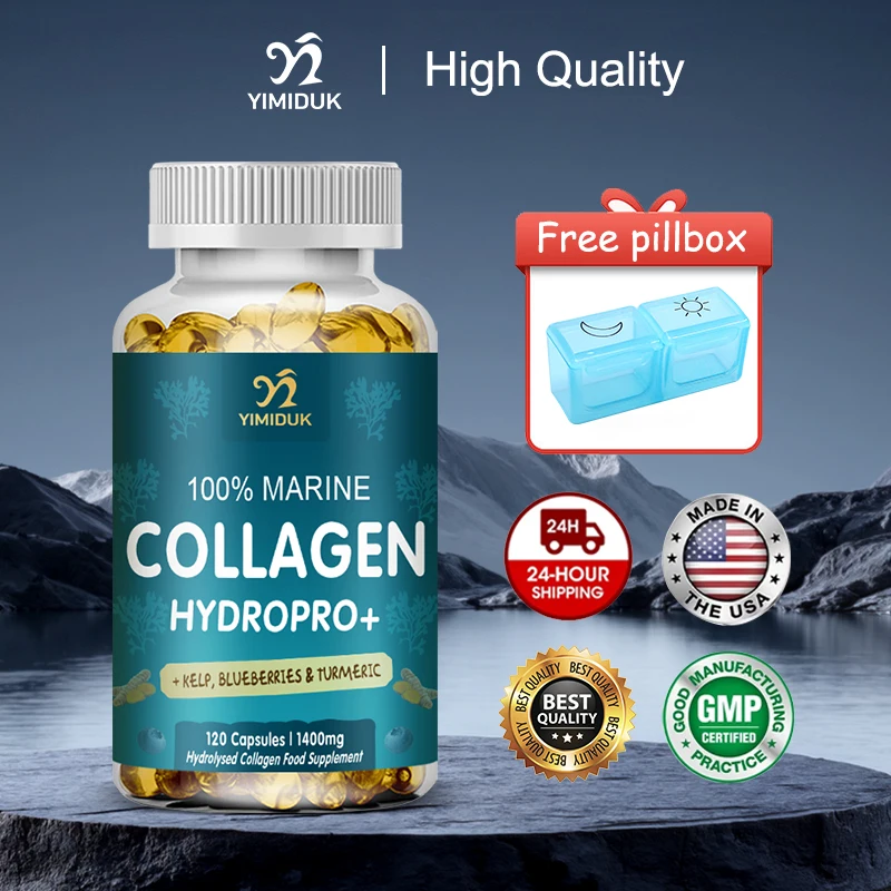 

Marine Collagen Capsules, with Hyaluronic Acid, Support Enhance Skin Strength, Anti-Aging & Whitening, Immunity, Gluten-Free
