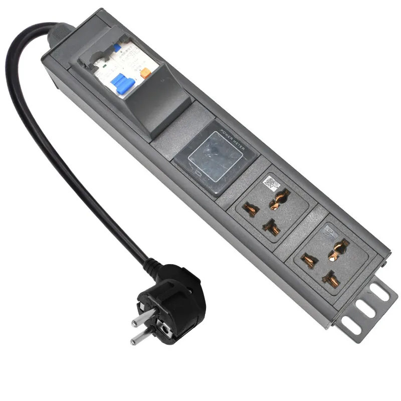 

PDU power strip стойка сетевого шкафа 10A универсальная розетка, переключатель короткого замыкания, 2 розетки переменного тока, 2-метровый Удлинительный кабель с амперметром