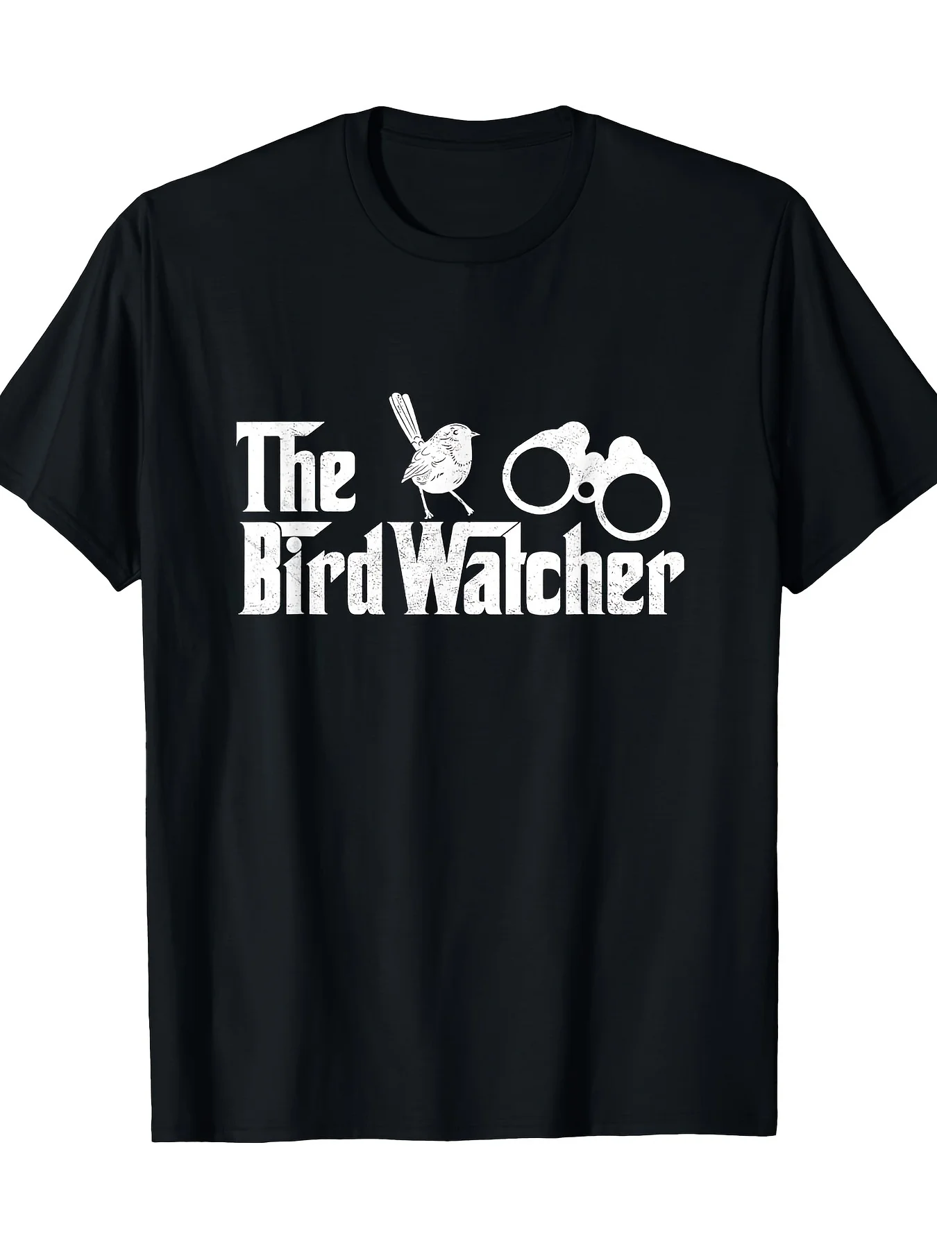 1pc Men's Birdwatching Tee - Casual Round Neck T-Shirt Suitable for Bird Watching, Machine Washable Outdoor Enthusiast Gift, Com