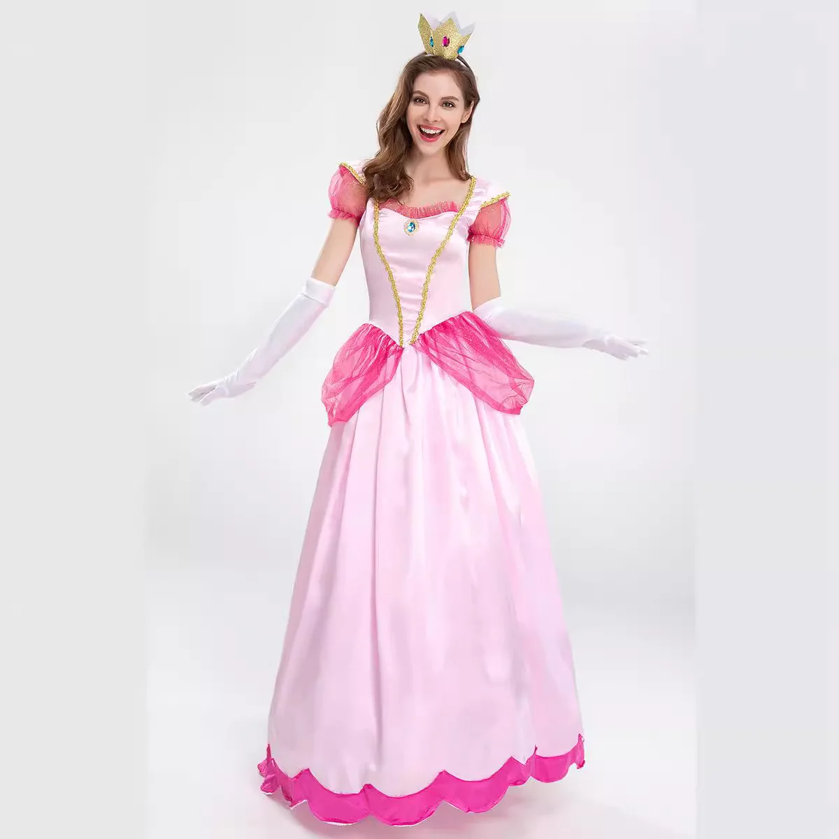 New Princess Dress Palace Party Queen Skirt Pink Peach Blossom Clothes Anime Halloween Costumes for Women