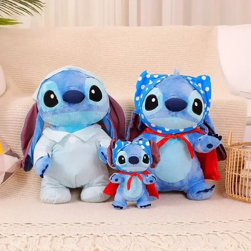 Disney Stitch 25/50cm Pajamas Cloak Series Kawaii Plush Doll Toys Soft Stuffed Toy Sofa Back Cushion Children Christmas Gifts