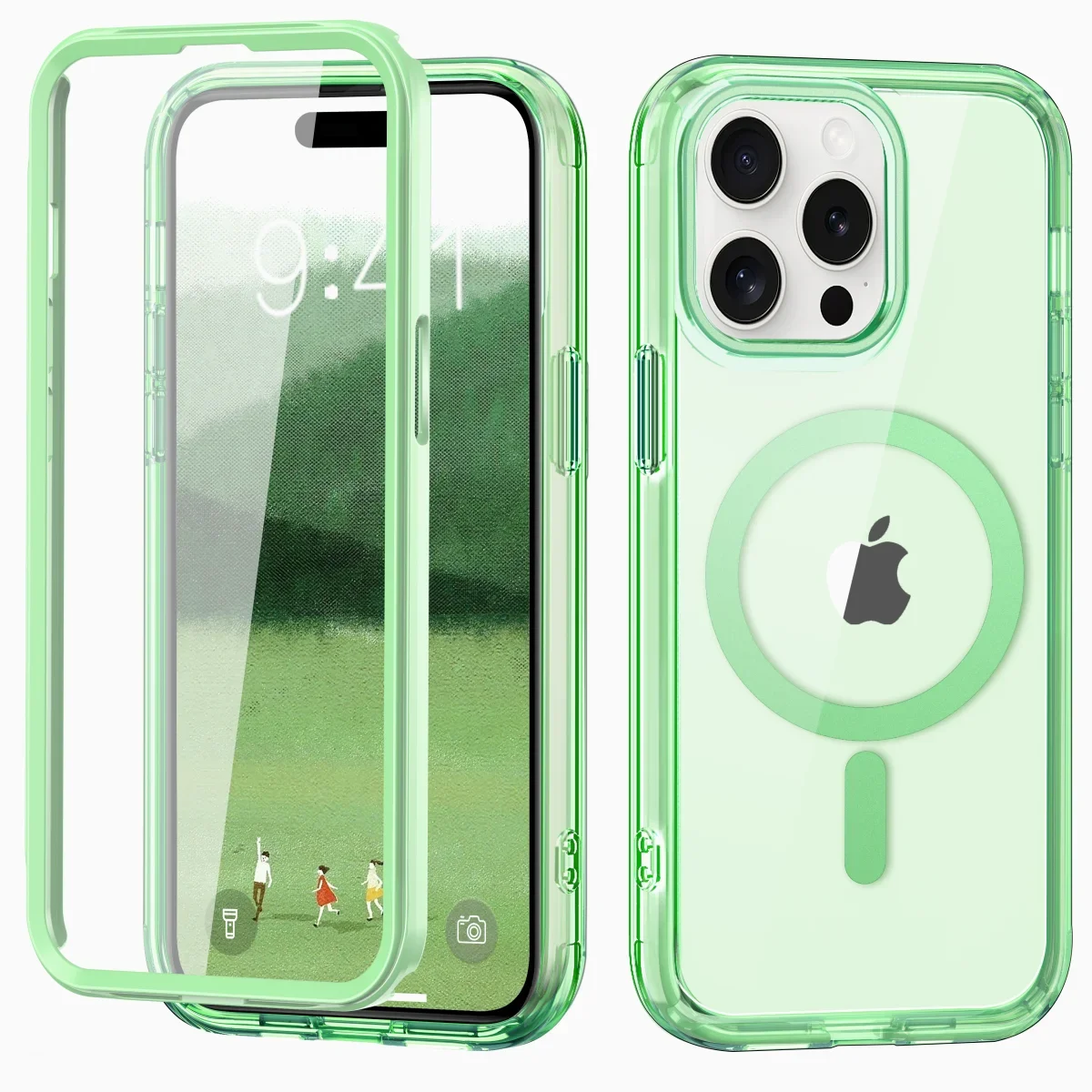 Etui z pełną ochroną ekranu 360 dla iPhone'a 17 16 15 Pro MAX 13 12 11 14 Plus z magnetycznym ładowaniem bezprzewodowym, przezroczysta obudowa z bumperem. — zdjęcie produktu 6