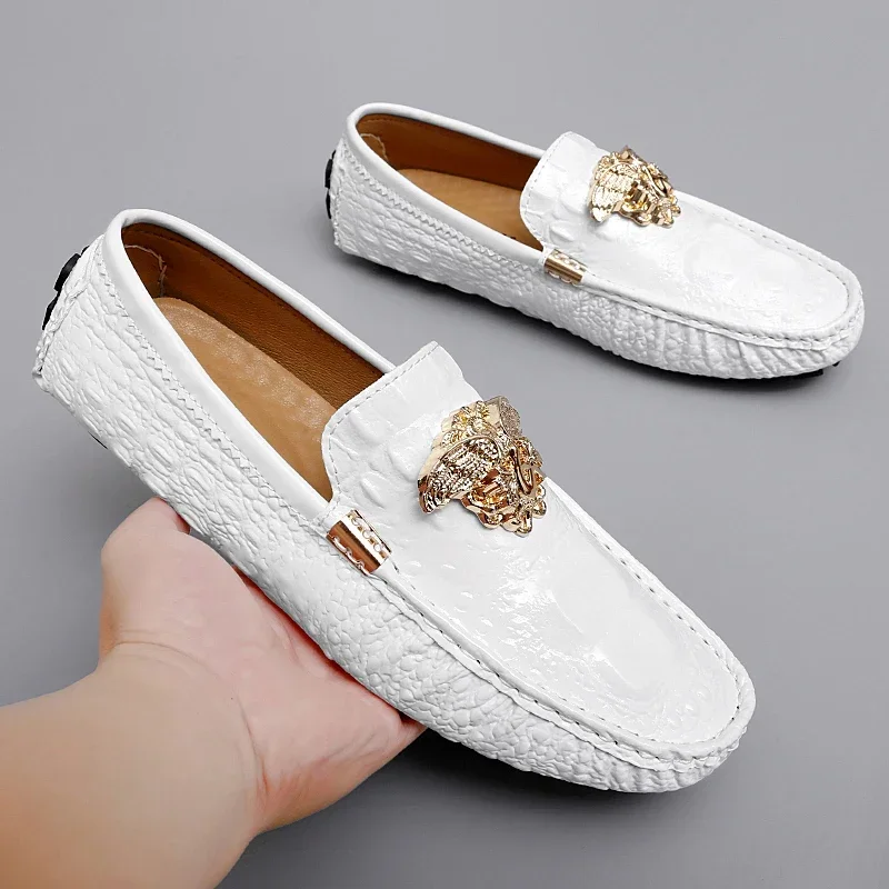 2024 new men\'s casual leather boat shoes breathable soft men\'s flats color lazy loafers large size48 shoes men leather original