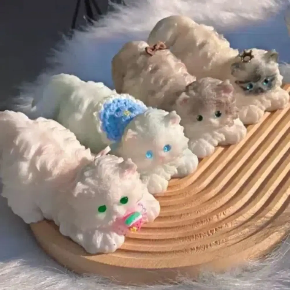 Cute Longhair Cat Persian Cat Squeeze Toy Silicone Handmade Kitten Squeeze Toy Cute Slow Rebound Gift Toy