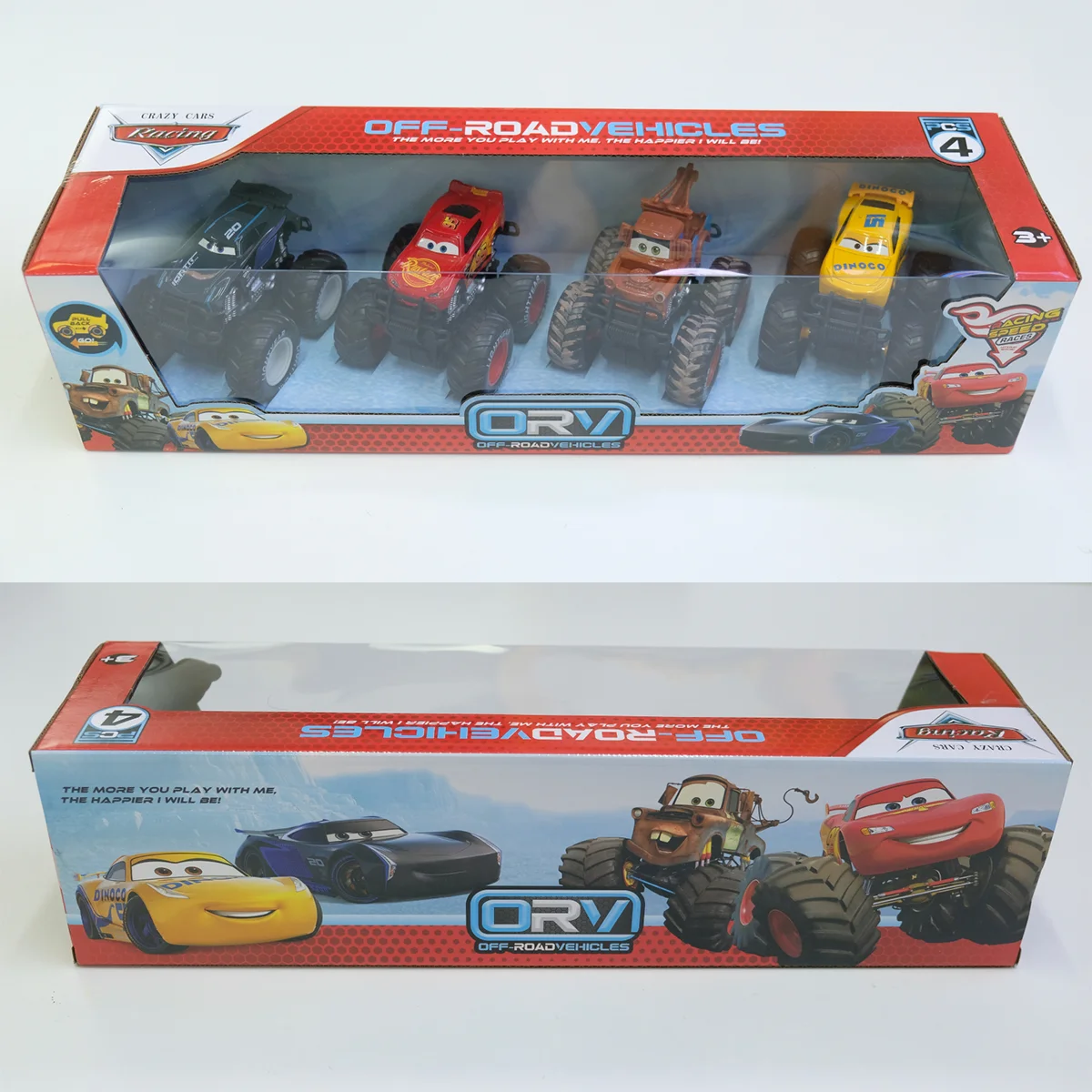 New 4pcs Set Cars Lightning Mcqueen Pixar Cars Off Road Vehicle Pullback Mater Alloy/Plastic Model Car Set Kids Boys Gift Toy