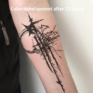 عصير الأعشاب الوشم ملصق ذكر وهمية مثير Hotwife القمر الداكن نصف ذراع البطن مقاوم للماء وهمية الرجال الهيب هوب أعلى 12 مبيعات الرجال الظهر الوشم - No11
