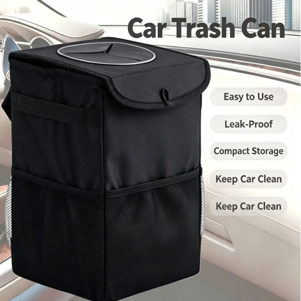 Hanging Car Trash Can Telescopic Storage Box, Adhesive Portable Vehicle Waste Basket Auto Interior Organizer Car Accessories