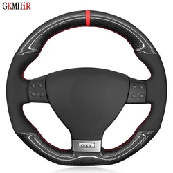 DIY Hand-Stitched Black Suede Carbon Fiber Car Steering Wheel Cover For Volkswagen Golf 5 Mk5 GTI VW Golf 5 R32 Passat R GT 2005