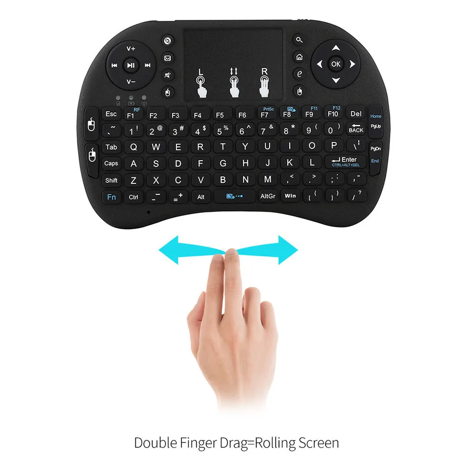 I8 retroiluminado mini teclado sem fio inglês russo francês espanhol português 2.4g ar mouse touchpad remoto para android caixa de tv pc