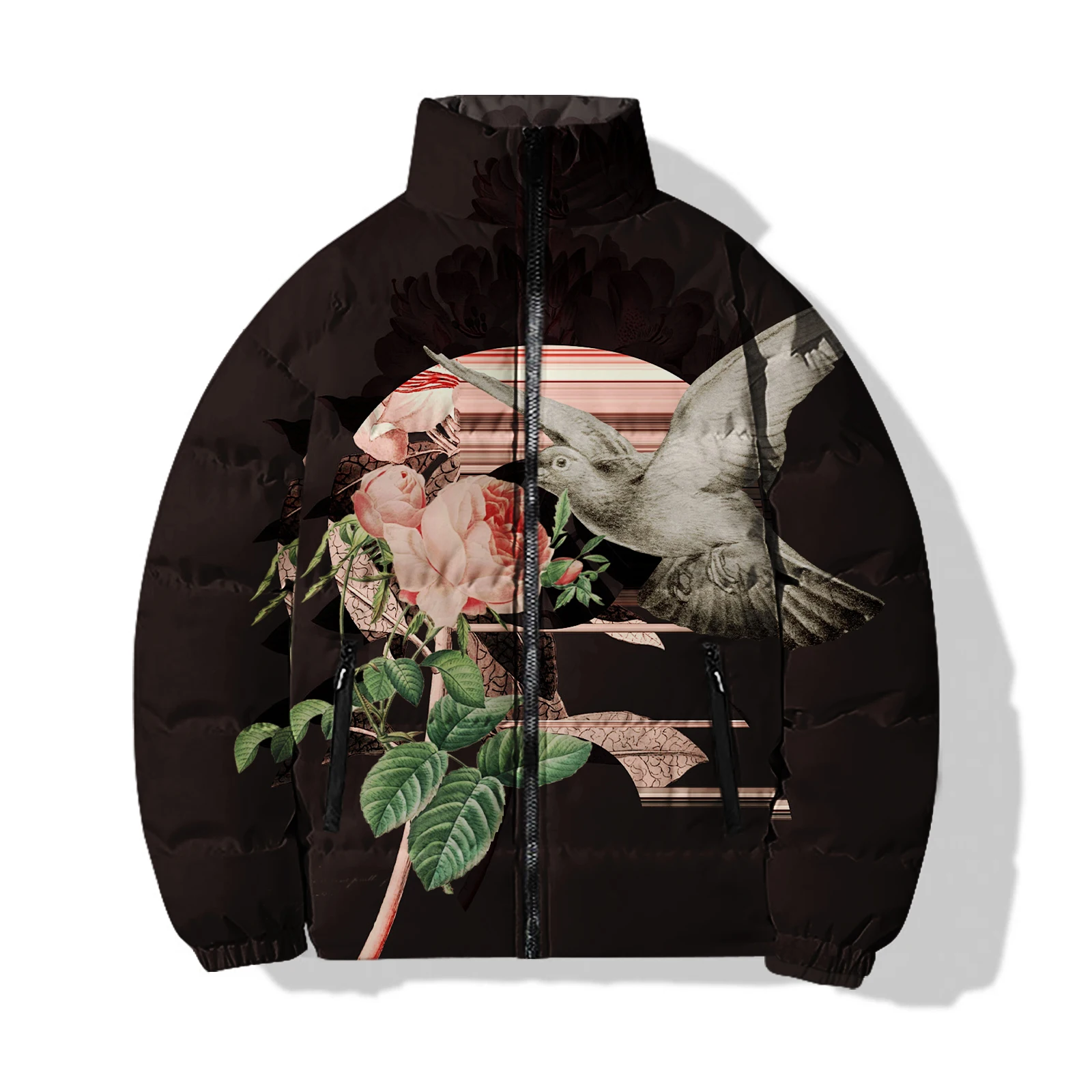 Fashionable Men\'s Cotton Clothing Personalized Bird Print Man Jackets Trendy and Comfortable Mens Coat Men\'s Winter Coats Parkas