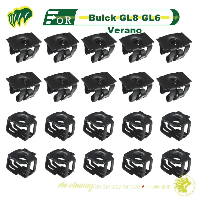 

20pcs Buckles For Buick GL8 GL6 Verano Car License Plate Base Buckle And Nut Fixing Buckle Fastener Buckles